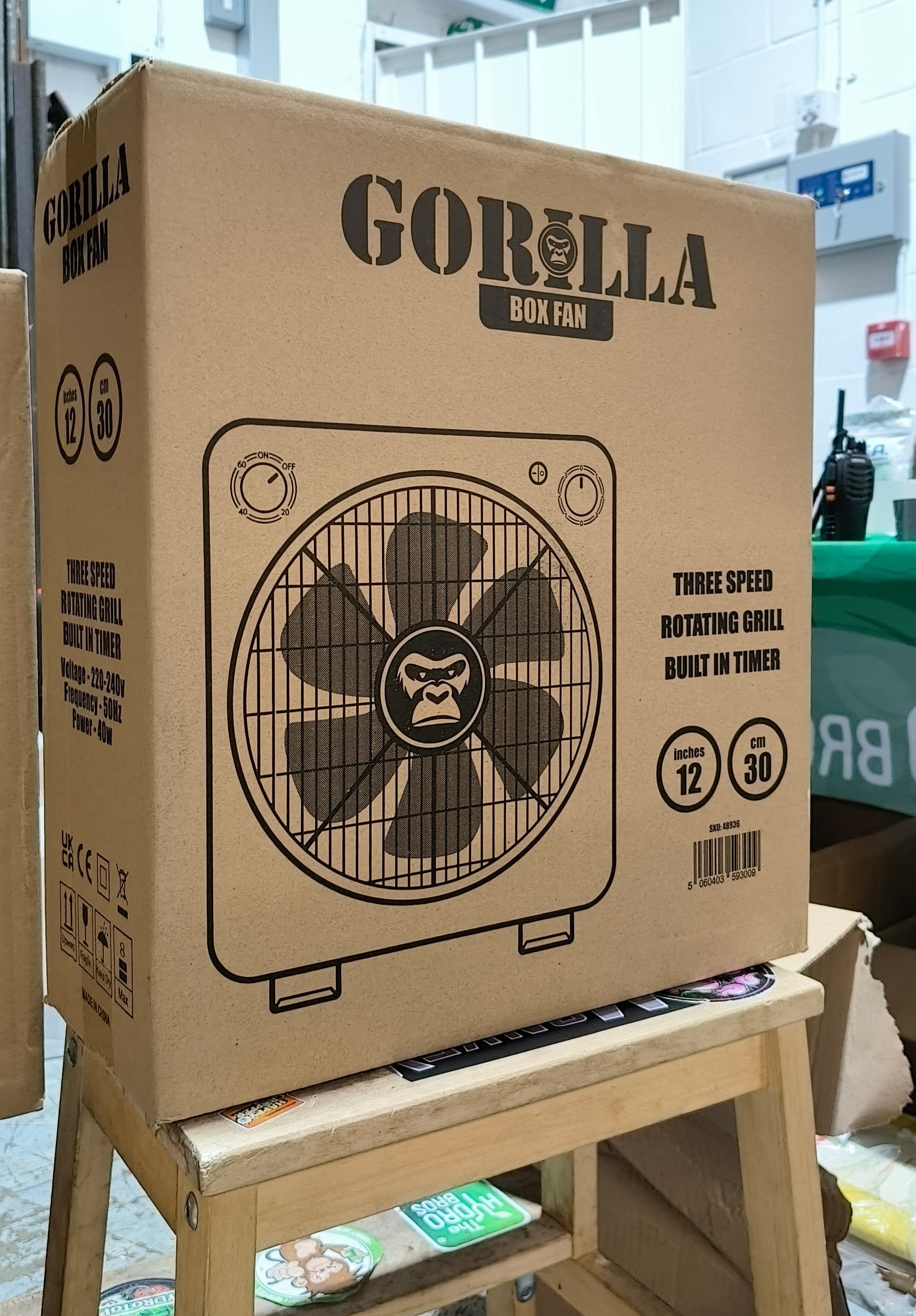 Air Movement Fan Gorilla Circulating Floor Box Fan 3 Speeds - 30cm