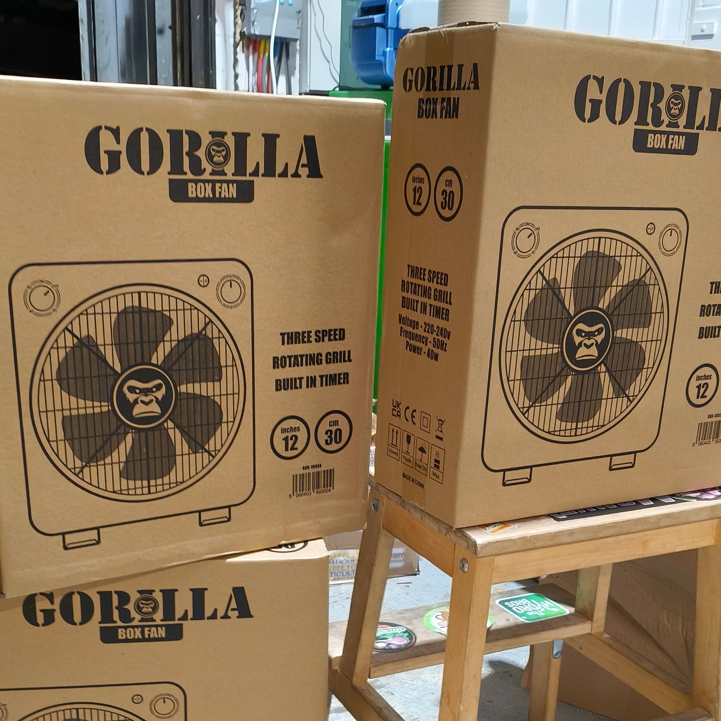 Air Movement Fan Gorilla Circulating Floor Box Fan 3 Speeds - 30cm