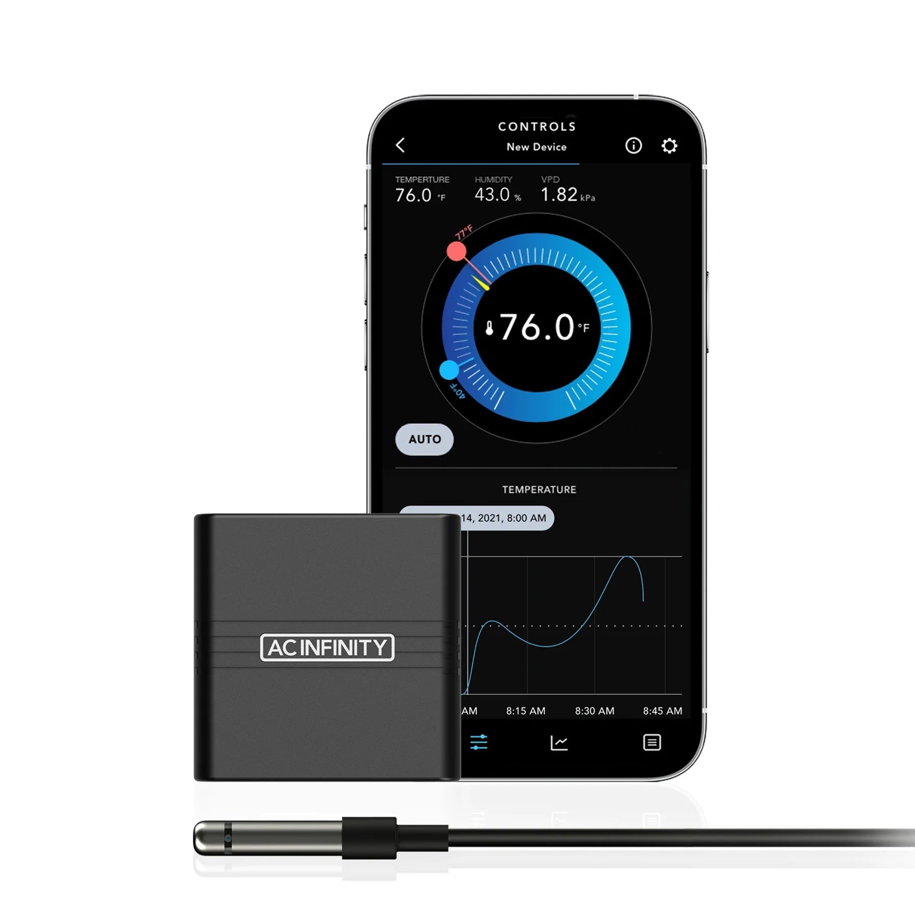 Fan Controller AC Infinity Cloudcom A1 Mini Smart Thermo-Hygrometer + 12ft External Sensor (AC-CCA1)