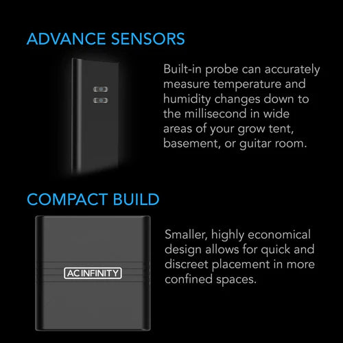 Fan Controller AC Infinity Cloudcom A2 Mini Smart Thermo-Hygrometer; Integrated Sensor