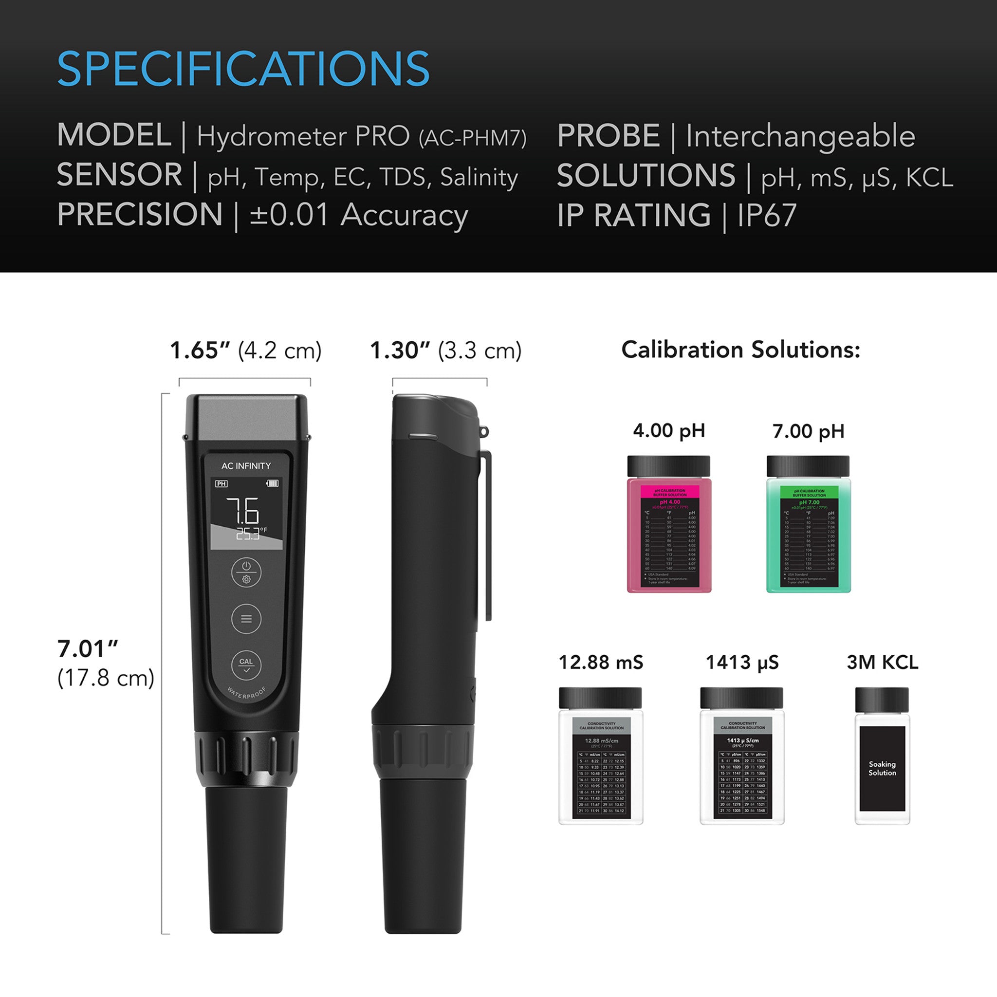 Nutrient Mangement AC Infinity All-In-One Nutrient Pen Meter | Ph, EC, TDS, Temp and Salinity (AC-PHM7)