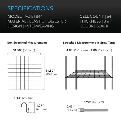 Plant Support AC Infinity Elastic Scrog Trellis Netting