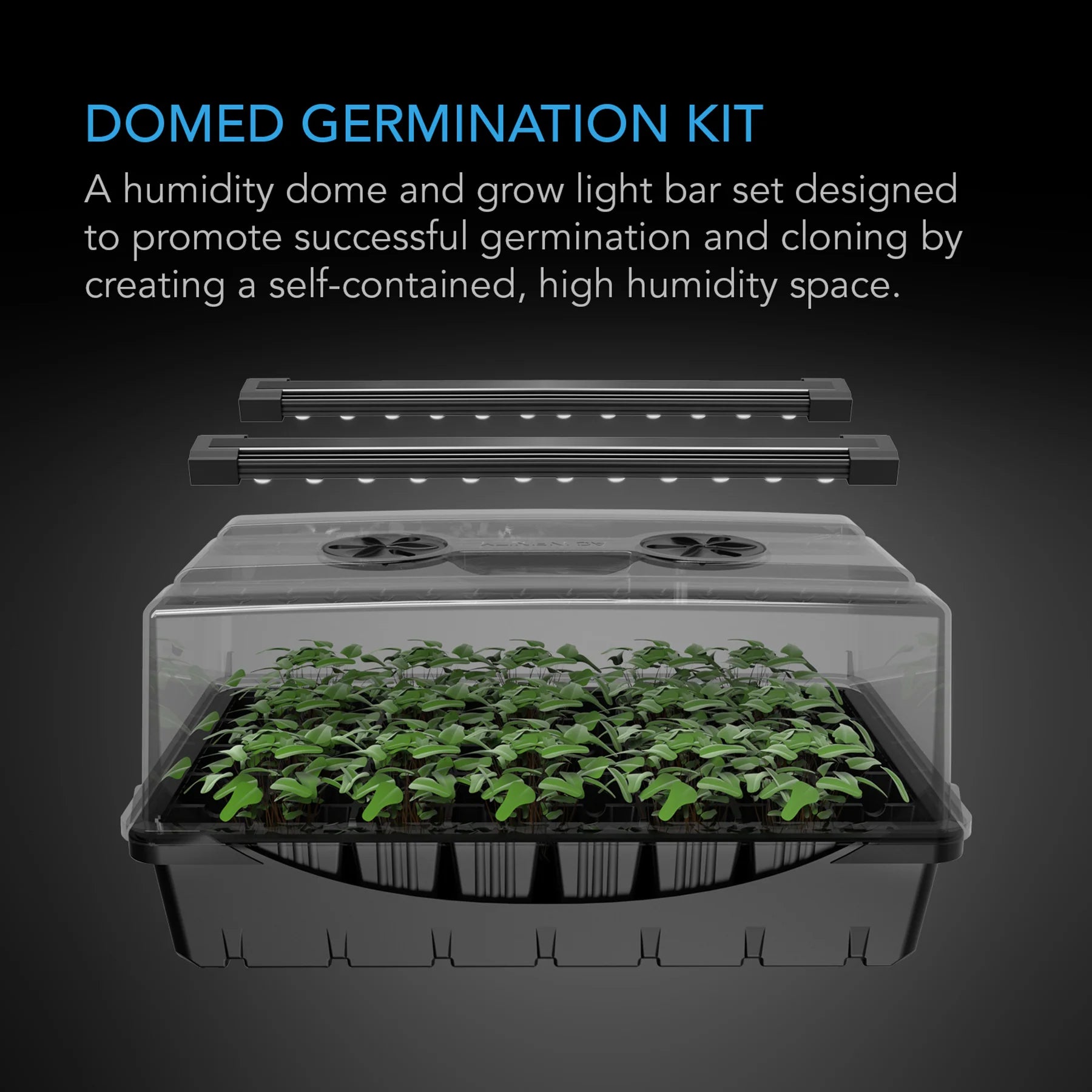 Propagator AC Infinity Humidity Dome With Extension and LED Grow Light Bars (AC-HDL5)