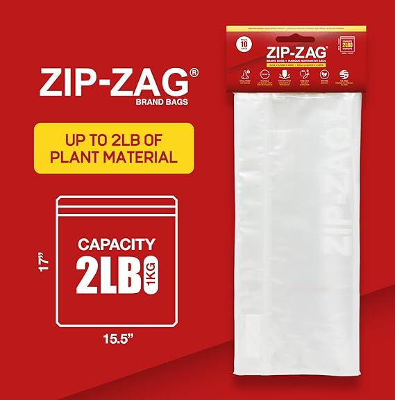 Trimming, Drying & Curing 1KG | XL 10 Pack) Zip-Zag Brand Bags